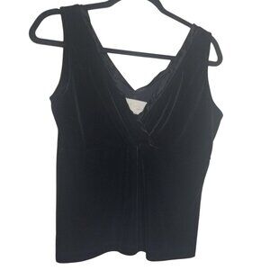 Vtg Women's Black Velvet Babydoll, Dark Romantic, Witchy Top Sz L